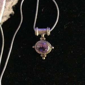 Sterling Silver Necklace/Pendant W/Amethyst